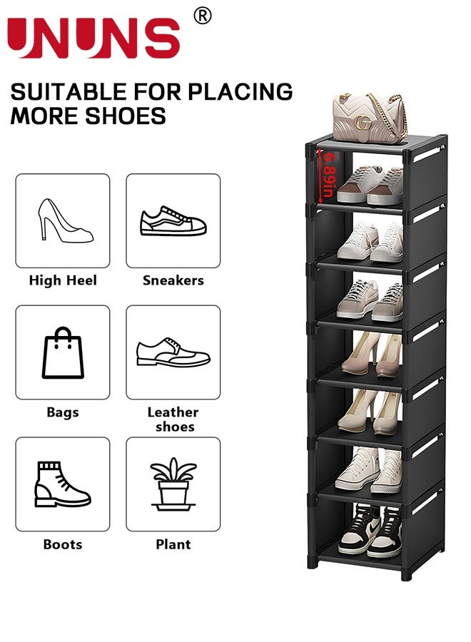 UNUNS 8 Tiers Vertical Shoe Rack,Narrow Stable Organizer,Space Saving Lightweight Storage Shelf,Sturdy Easy DIY Stand Shelving,Non-Woven Fabric Shoes Racks For Entryway Hallway Closet Bedroom - Image 3