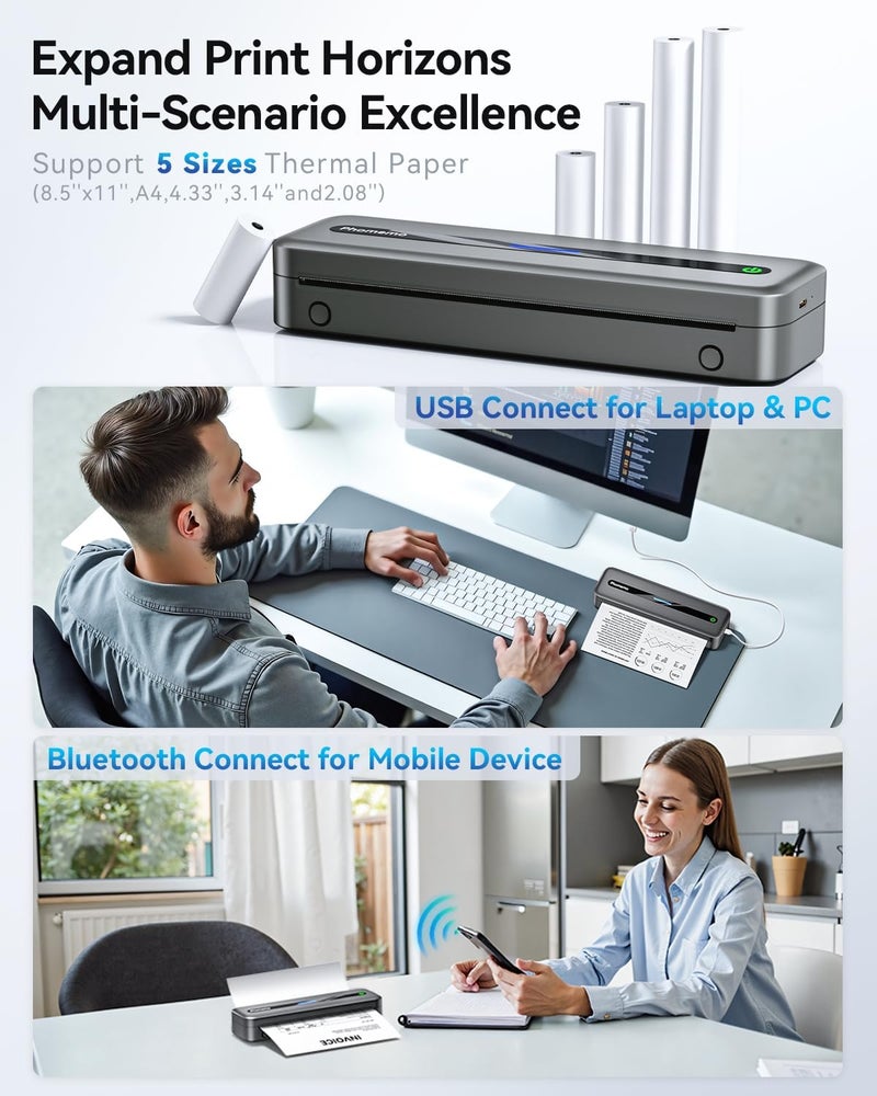 Phomemo M832 Portable Wireless Thermal Printer - Bluetooth, Compact Design for Travel, Compatible with Android, iOS, and Windows - Image 3