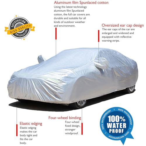 Sensi Waterproof, UV Protection Car Cover for Volkswagen T-ROC with 4 Tyre Belts & Mirror Pockets|, 3-Layer Stitched, Cover – Protects Against Dust, Sun & Rain - Image 5