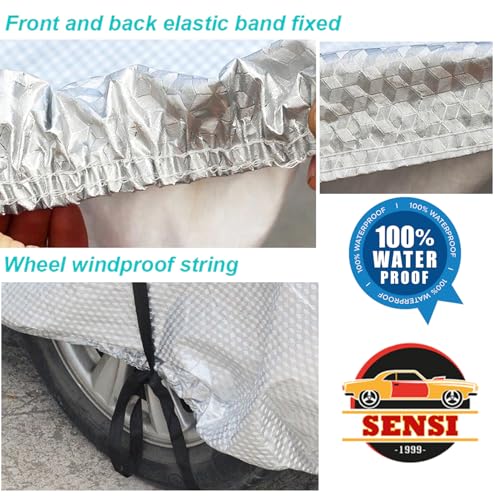 Sensi Waterproof, UV Protection Car Cover for Volkswagen T-ROC with 4 Tyre Belts & Mirror Pockets|, 3-Layer Stitched, Cover – Protects Against Dust, Sun & Rain - Image 2