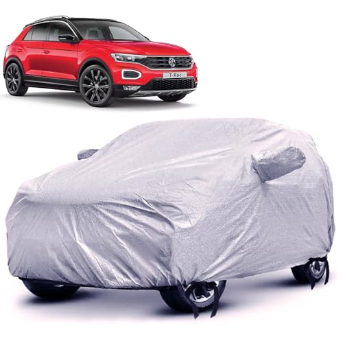 Sensi Waterproof, UV Protection Car Cover for Volkswagen T-ROC with 4 Tyre Belts & Mirror Pockets|, 3-Layer Stitched, Cover – Protects Against Dust, Sun & Rain - Image 1