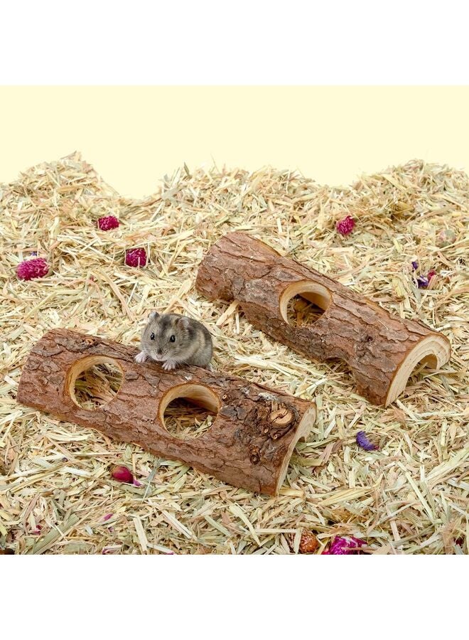لعبة أنبوبية على شكل نفق فأر هامستر خشبي طبيعي، جذع شجرة مجوفة في الغابة - Image 4