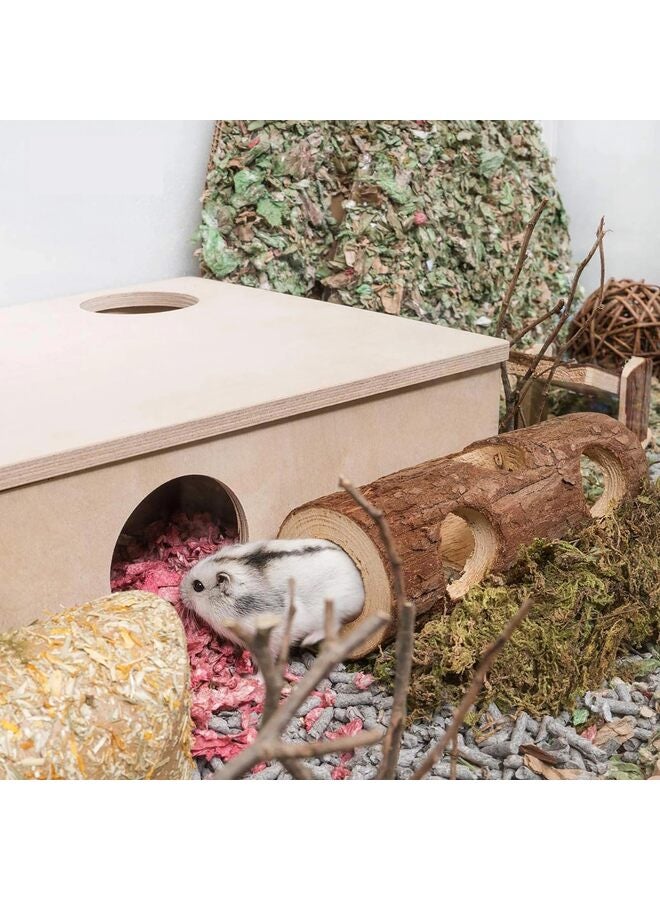 لعبة أنبوبية على شكل نفق فأر هامستر خشبي طبيعي، جذع شجرة مجوفة في الغابة - Image 5