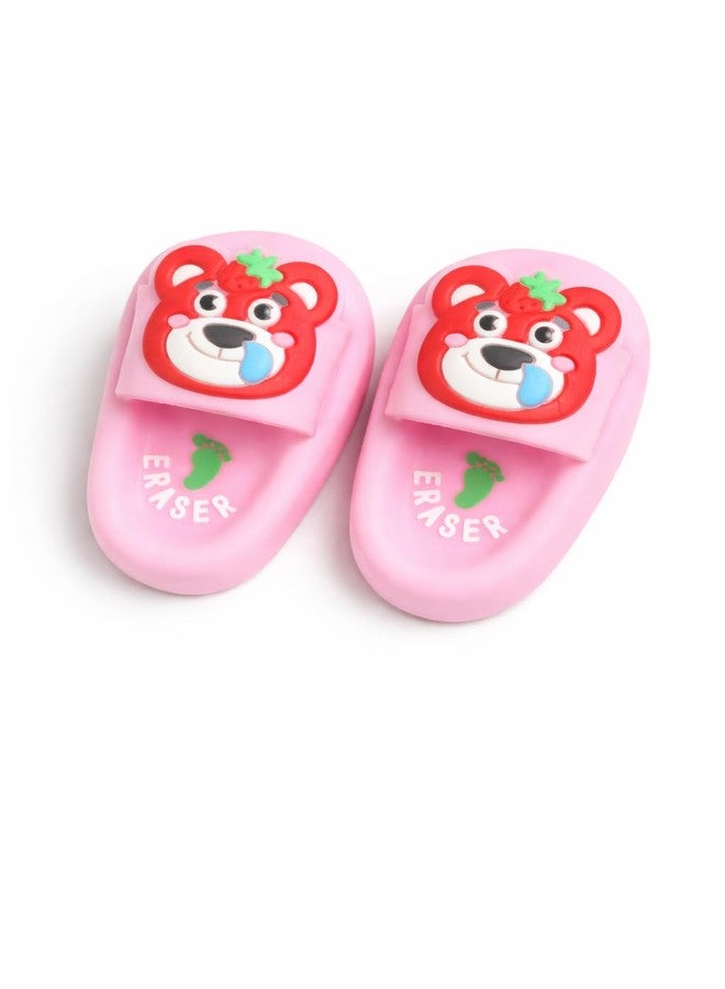 Teraabliss Cute Bear Slipper Shape Eraser for Kids - Mini Soft Rubber Novelty Erasers, Cartoon Design, Smooth Erasing, School Stationery Gift (Pink) - Image 1