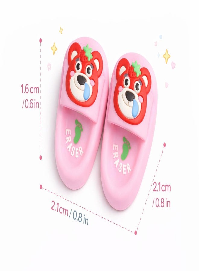 Teraabliss Cute Bear Slipper Shape Eraser for Kids - Mini Soft Rubber Novelty Erasers, Cartoon Design, Smooth Erasing, School Stationery Gift (Pink) - Image 4