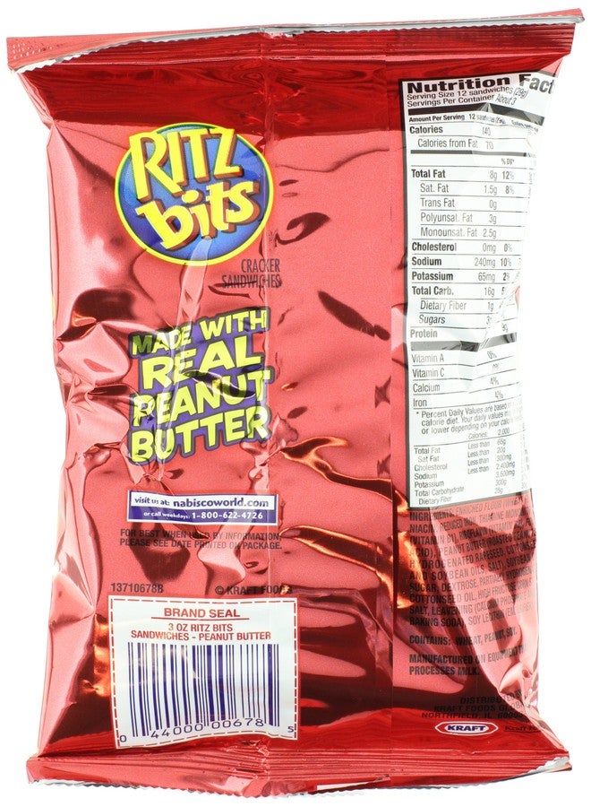 Nabisco Ritz Bits Peanut Butter, 3-Ounces (Pack Of 12) - Image 2