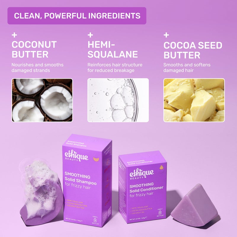 Ethique Smoothing Conditioner Bar for frizzy hair with Coconut Butter - Plastic-Free, Cruelty-Free, Vegan, 2.12 oz - Image 4