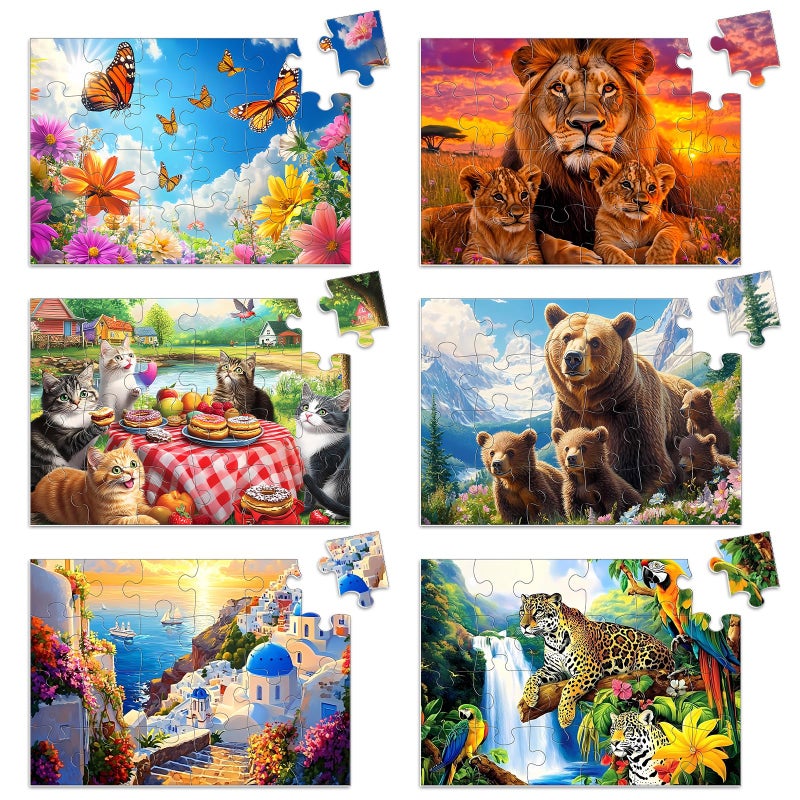 Biarek 6 Packs 24 Piece Puzzle for Seniors Alzheimers Dementia Activities Easy Puzzle Alzheimers Game 6 Storage Bags - Image 3