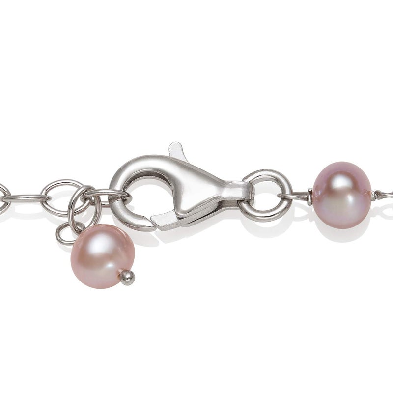 Belacqua Natural Pink Rose Quartz with Cultured Freshwater Pearl Layered Station Necklace in Sterling Silver, Multi-Strand 18" Rolo Chain, Real Pearl Jewelry for Women, Gift Box Included - Image 4