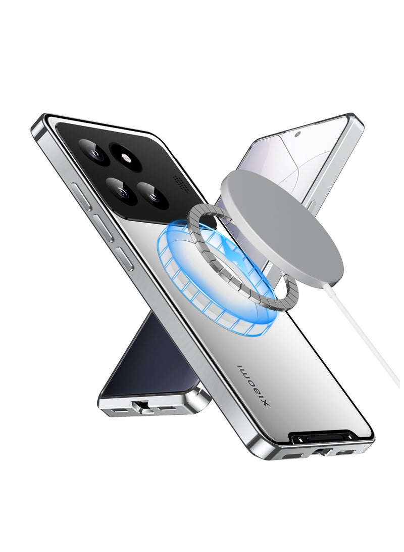 general Compatible with Xiaomi 14/14 Pro Case with Magnetic Adsorption & Safety Lock,Luxury Translucent Clear PC with Metal Cover For Mi 14/14 Pro - Image 4