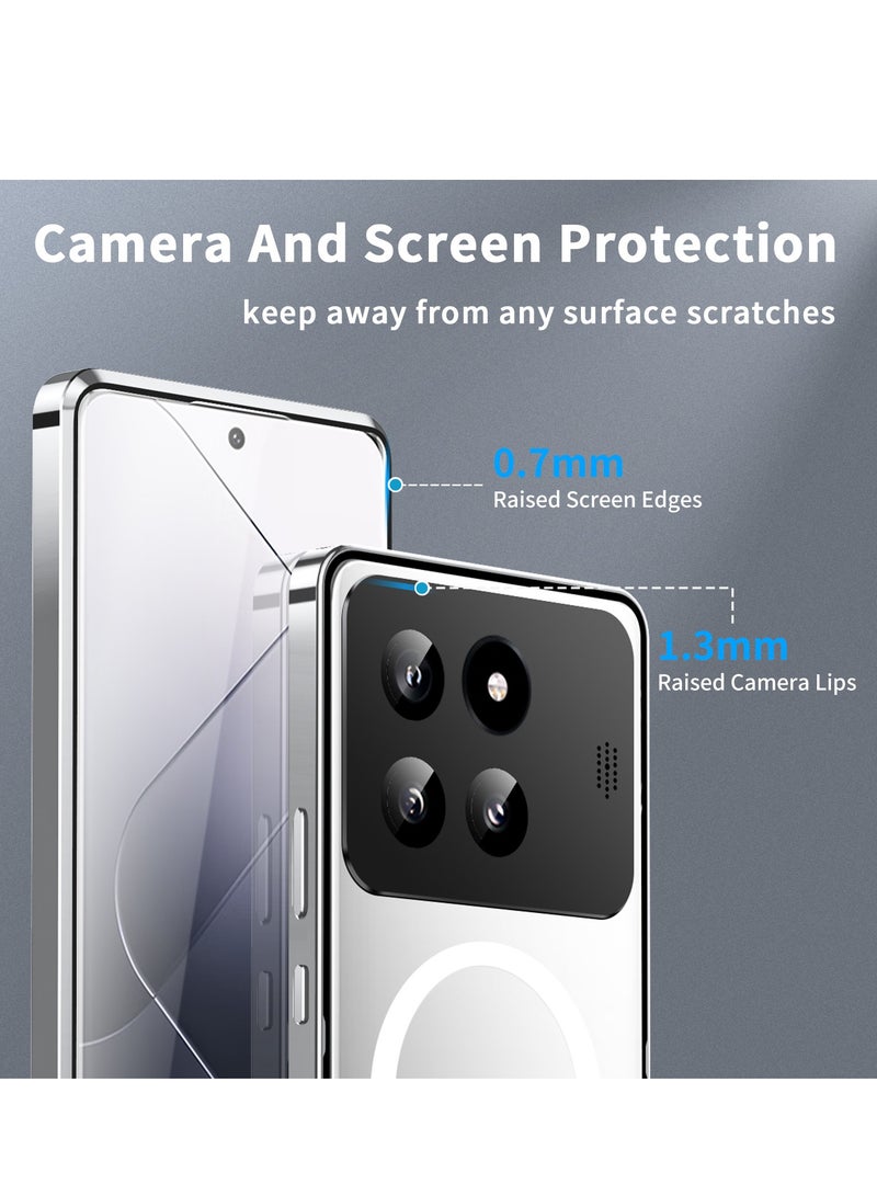 general Compatible with Xiaomi 14/14 Pro Case with Magnetic Adsorption & Safety Lock,Luxury Translucent Clear PC with Metal Cover For Mi 14/14 Pro - Image 5