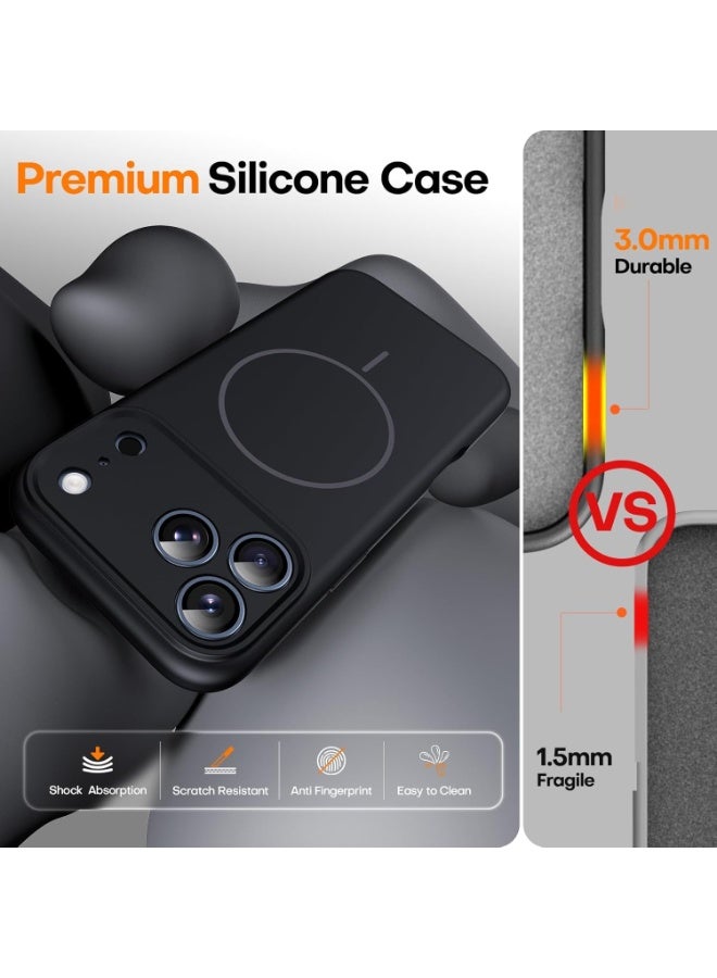 Magnetic for iPhone 17 Pro Max Case, Compatible with MagSafe, Integrated Silicone Camera Control Cover Protection, 3.0mm Thicken Silicone Phone Cover for 17 ProMax 6.9", Black - Image 3