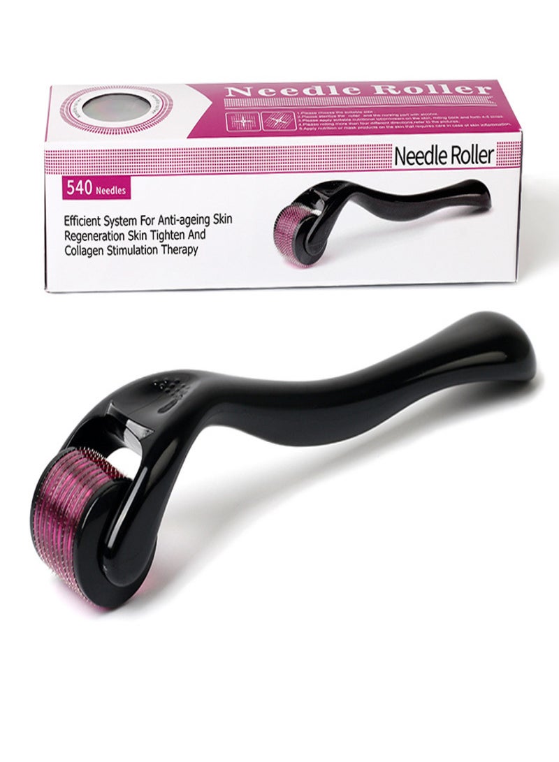 Skin rolling needle microneedle disposable facial beauty introduction device 540 beauty microneedle roller source factory wholesale black handle purple wheel 0.25mm - Image 1