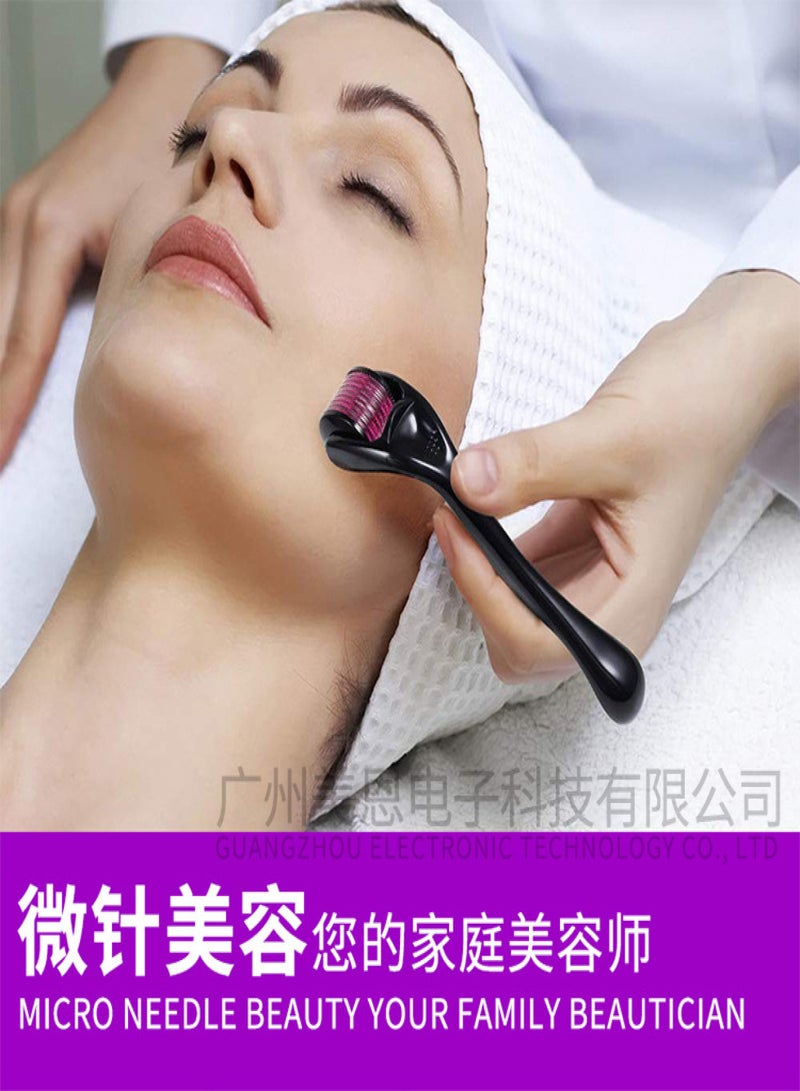 Skin rolling needle microneedle disposable facial beauty introduction device 540 beauty microneedle roller source factory wholesale black handle purple wheel 0.25mm - Image 4