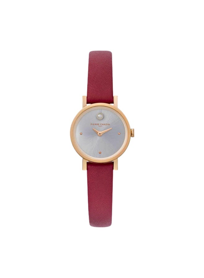 PIERRE CARDIN Women's Watch with Rose Gold Stainless Steel Case and Burgundy Leather Band - Image 1