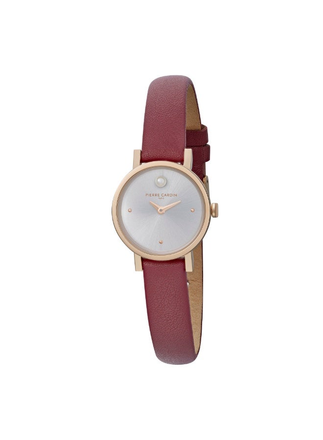 PIERRE CARDIN Women's Watch with Rose Gold Stainless Steel Case and Burgundy Leather Band - Image 2