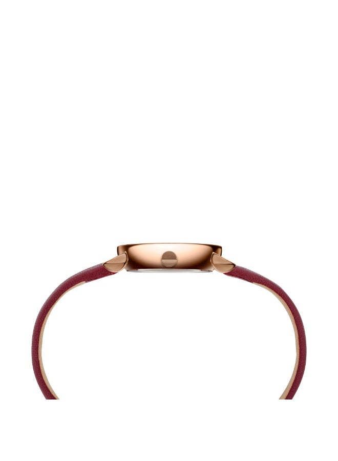 PIERRE CARDIN Women's Watch with Rose Gold Stainless Steel Case and Burgundy Leather Band - Image 3