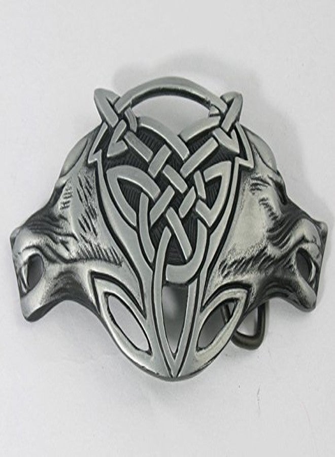 VIGOROSO Men Gothic Funny Lovely Celtic Wild Wolf Fox Double Head Belt Buckle - Image 2