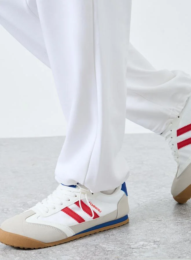 Styli White Relaxed Fit Joggers with Drawstring