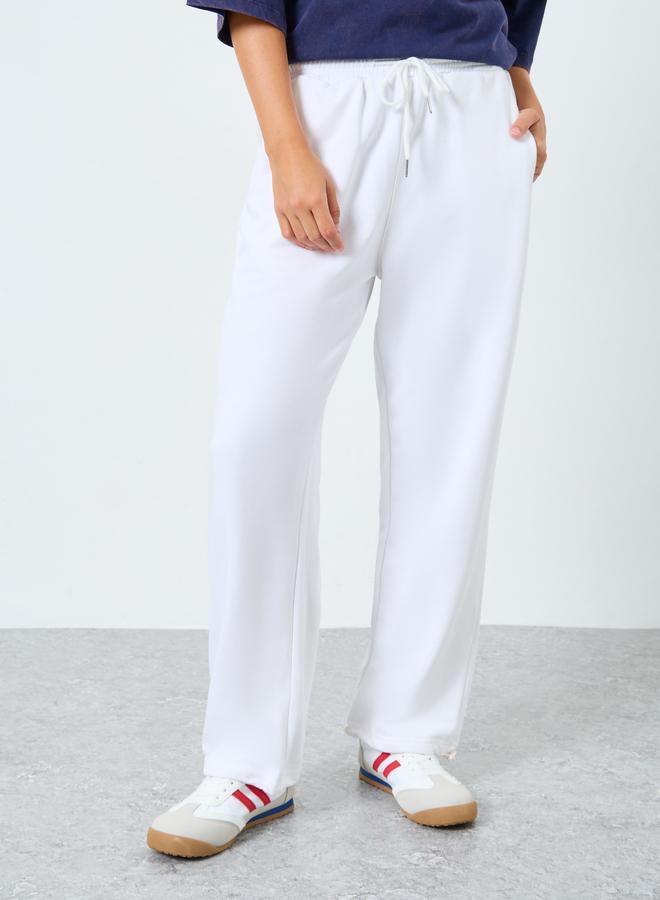 Styli White Relaxed Fit Joggers with Drawstring - Image 2