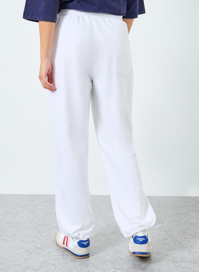 Styli White Relaxed Fit Joggers with Drawstring - Image 4