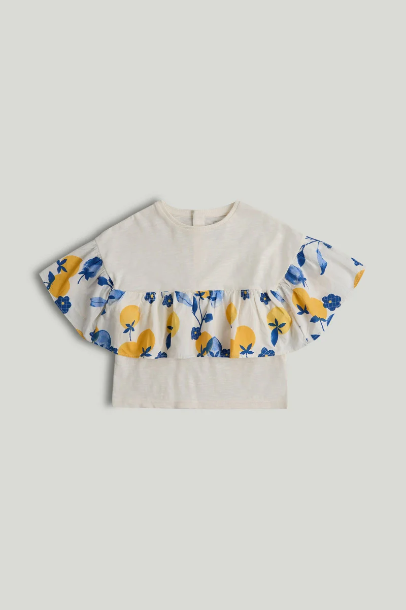 mothercare Cream Frill T-Shirt