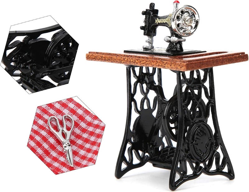 TOPINCN Miniature Sewing Machine 1:12 Scale Vintage Dollhouse Decor - Image 5