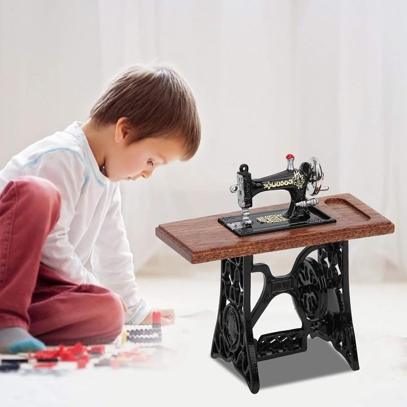 TOPINCN Miniature Sewing Machine 1:12 Scale Vintage Dollhouse Decor - Image 2