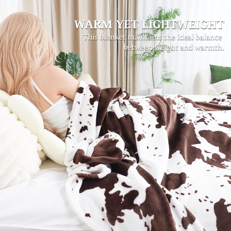 SEEGU Cow Print Blanket for Couch Bed, Fuzzy Fleece Soft Blankets and Throws, Brown White Western Home Decor, All Season Cozy Graduations Birthday Gifts for Cow Lovers Women Men Girls Boys, 50x60 Inches - Image 5