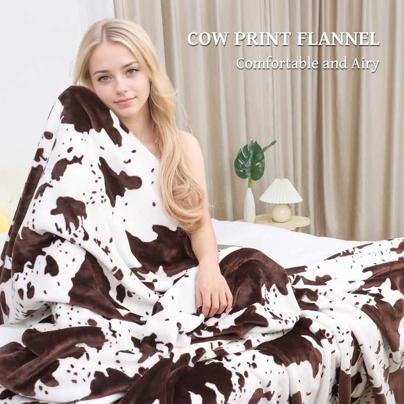 SEEGU Cow Print Blanket for Couch Bed, Fuzzy Fleece Soft Blankets and Throws, Brown White Western Home Decor, All Season Cozy Graduations Birthday Gifts for Cow Lovers Women Men Girls Boys, 50x60 Inches - Image 4