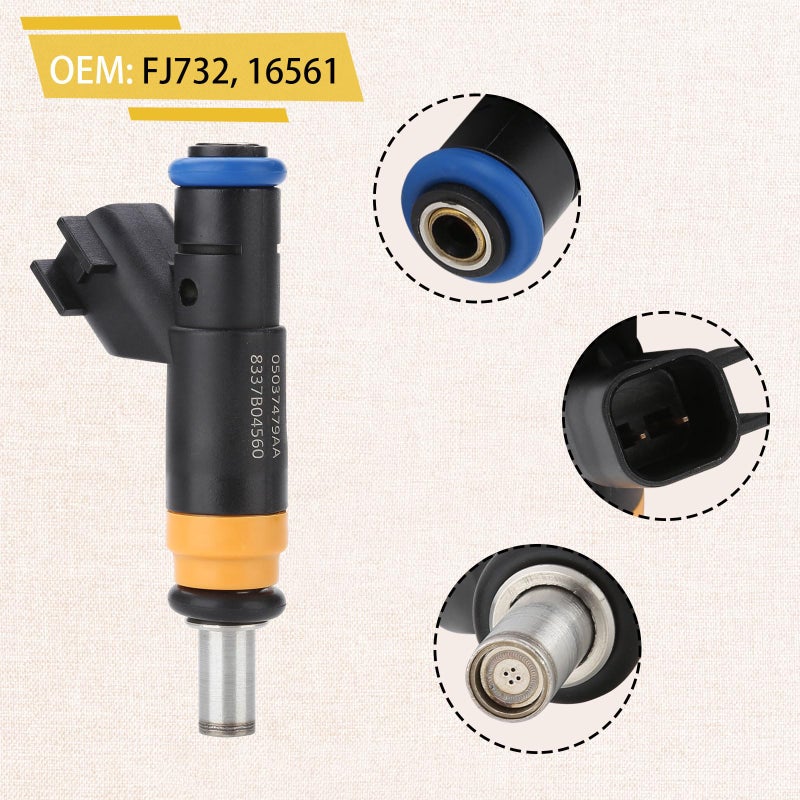 Pjvmvo FJ732 Compatible with/hemi 5.7L Fuel Injectors,Compatible with/Ram 1500,Compatible with/Dodge 5.7 Charger Durango,Compatible with/Jeep Grand Cherokee 2009 2010 2011 2012 2013 |4 Holes| |Set of 8| - Image 4