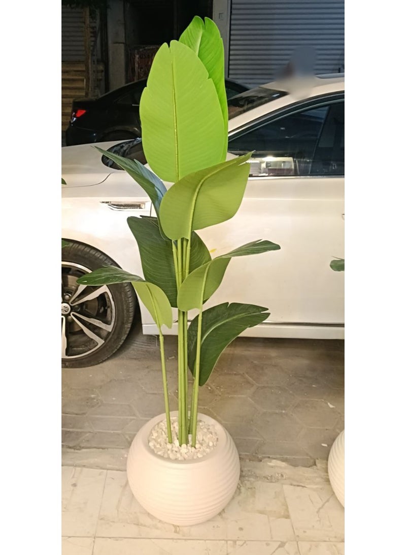 Banana tree with wide leaves, elegant and eye-catching shape, natural leather material, easy to care for and clean, adds a decorative touch with a cheerful atmosphere, 8 branches, leaf size 160 cm