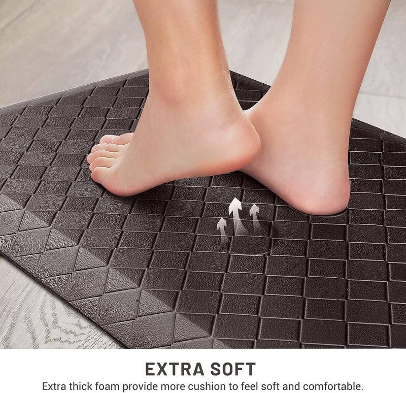 HappyTrends Kitchen Floor Mat - 4/5 Inch Thick Anti-Fatigue Kitchen Rug,Waterproof Non-Slip Kitchen Mats and Rugs Heavy Duty Ergonomic Comfort Rug for Kitchen,Office,Sink(17.3" x 28", Chocolate) - Image 4