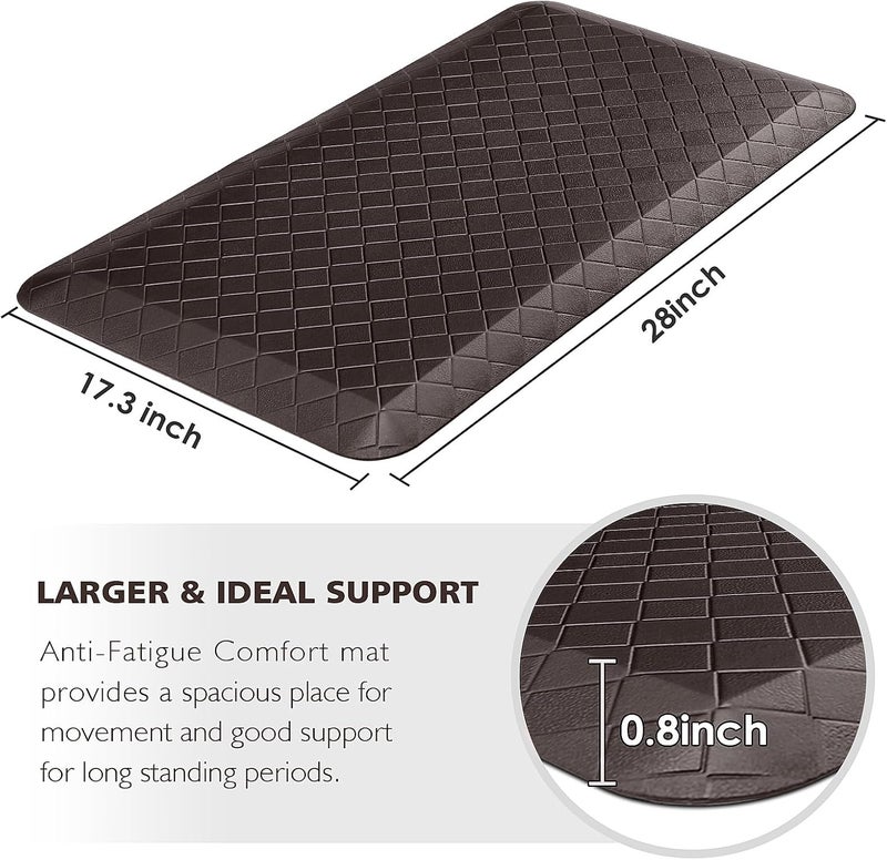 HappyTrends Kitchen Floor Mat - 4/5 Inch Thick Anti-Fatigue Kitchen Rug,Waterproof Non-Slip Kitchen Mats and Rugs Heavy Duty Ergonomic Comfort Rug for Kitchen,Office,Sink(17.3" x 28", Chocolate) - Image 2