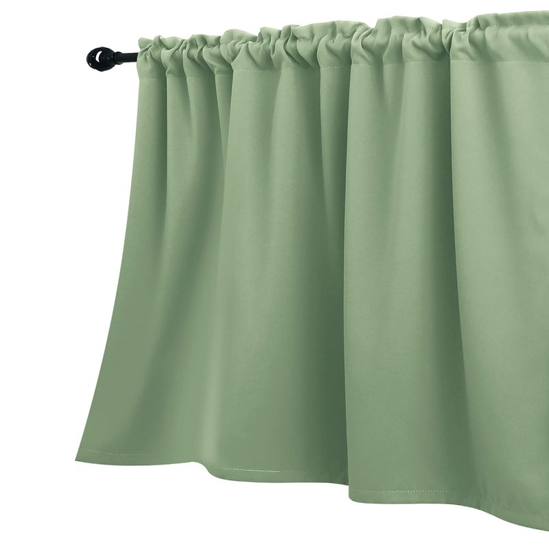 KOUFALL Sage Green Valance CurtainsBoho Kitchen Curtain Valances for Winows Living Room Bathroom52 Wide x 18 Inch Length