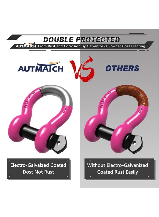 AUTMATCH D Ring Shackle 3/4" Shackles (2 Pack) 41,887Ibs Break Strength with 7/8" Screw Pin and Shackle Isolator Washers Kit for Tow Strap Winch Off Road Vehicle Recovery Pink & Black - Image 5