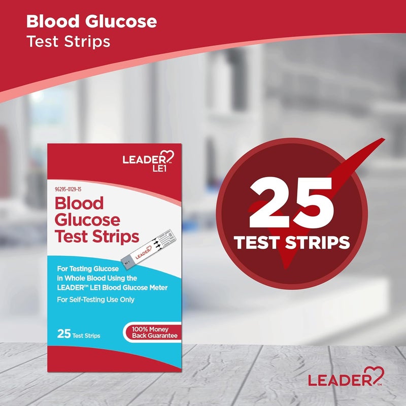 Leader LE1 Blood Glucose Test Strips 25 Test Strips Pack of 1 - Image 2