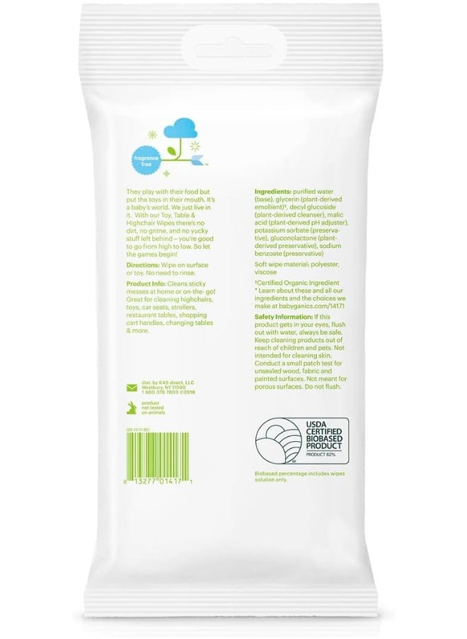 Babyganics Babyganics Toy Table and High Chair Wipes, Fragrance Free, 25 ct  - Image 2