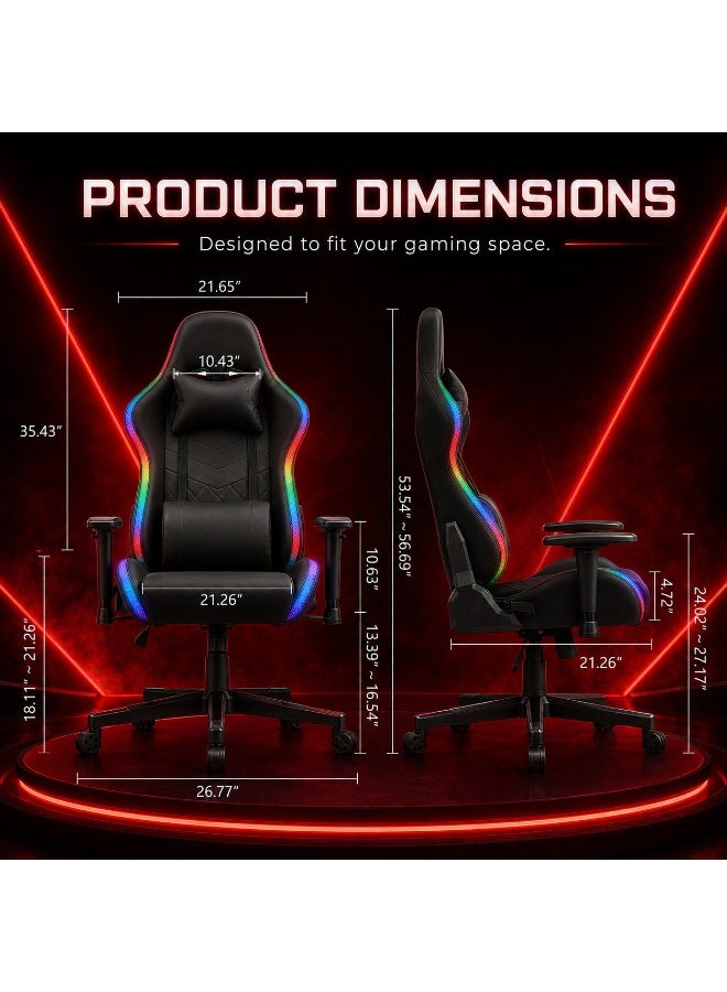 كرسي ألعاب قيمنق إرجونوميك بإضاءة RGB ومسند قابل للإمالة وتعديل الارتفاع - Image 4
