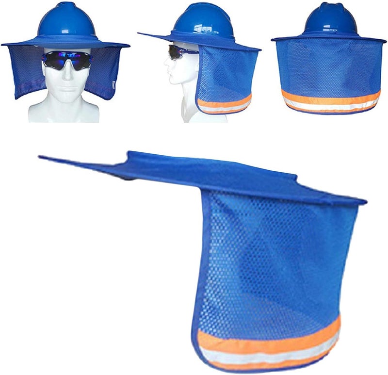 klarako Full Brim Hard Hat Sunshade Neck Shield Neck Sun Shade Protection for Safety Helmet  Blue - Image 3