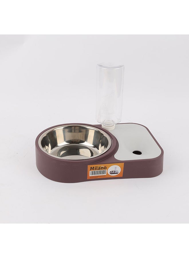 milano موزع مياه آلي ومغذي للحيوانات الأليفة ميلانو للكلاب والقطط - وعاء طعام جاذبي 2 في 1، بلاستيك خالي من BPA، سهل التنظيف للاستخدام في المنزل والسفر L30XW20Cm - Image 2