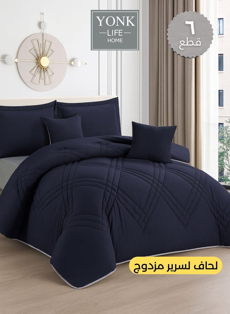 يونك مفرش صيفي مزدوج من ميكروفايبر يناسب سرير بحجم 200 × 200 سم ، 6 قطع - Image 1