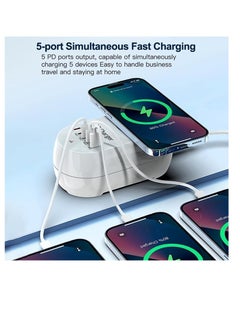 AMBERJACK 140W GaN Multi-Port Charger with Wireless Fast Charging, PD Multi-port Charger, Support 15W Wireless Fast Charging, 5 Ports PD type C Charging Station For Apple Iphone 16, 15, 14, 13 12, Samsung, Smartphones, Laptops, etc  - Image 2