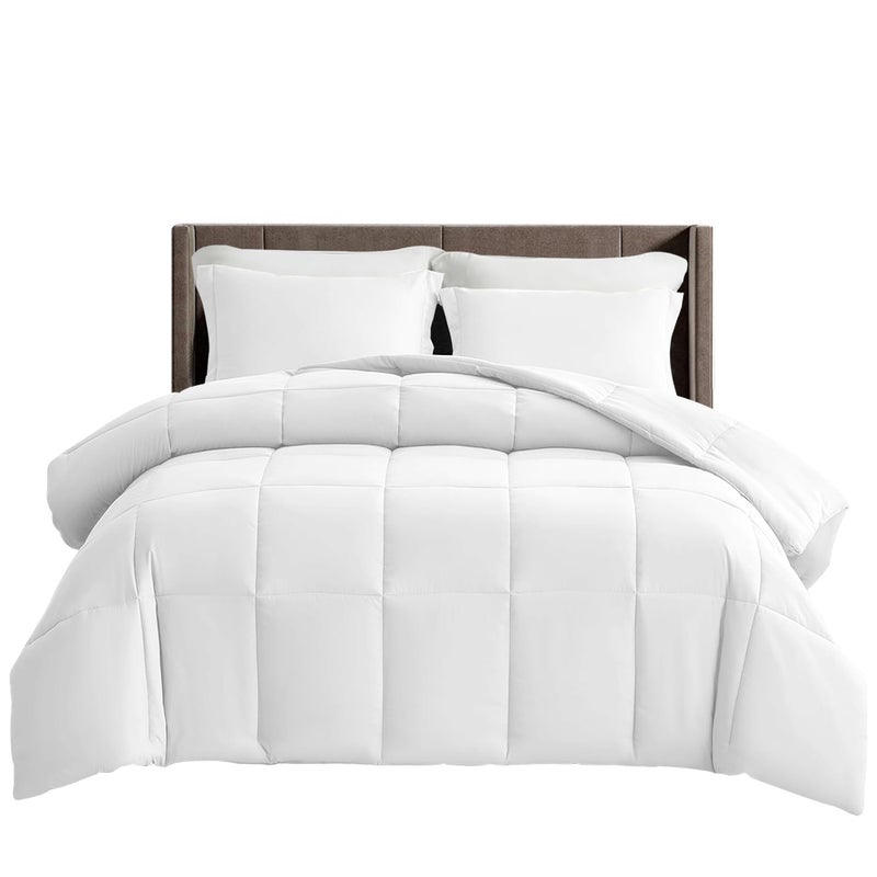LDC LUX DECOR COLLECTION LUX Dcor Twin Size Bed Comforter  Down Alternative Box Stitched Fluffy Comforter  Duvet Insert 88 X 64 Twin White 