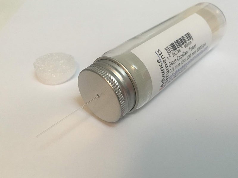 AAdvance Instruments Glass Capillary Tubes/Micro Pipettes TLC Spotting 0.5mm ID x 100mm 500 or 1000/pk (1000) - Image 1