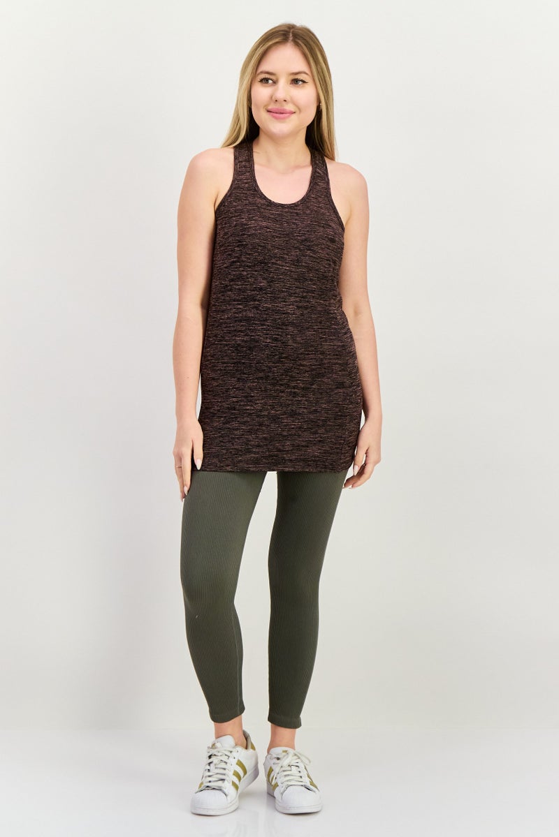 NINE WEST Women Sportswear Fit Training Tank Top, Heather Brown  - Image 3