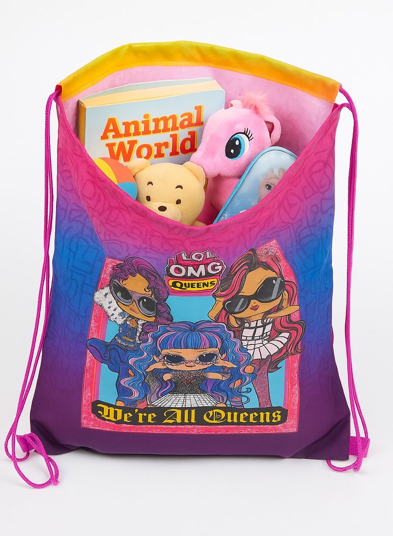 L.O.L. SURPRISE! LOL Surprise OMG Drawstring Bag for Girls – 45x33cm | School Gym Bag | Lightweight Storage Backpack | LOL Suprise Outrageous Millennial Girls  Edition | Kids Sports Bag | Travel Sack | Back-to-School Supplies | Trendy Character Design for Girls | Limited Edition - Image 2