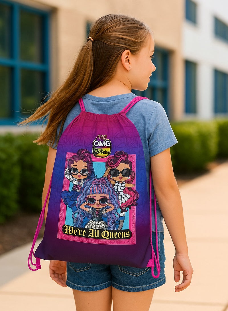 L.O.L. SURPRISE! LOL Surprise OMG Drawstring Bag for Girls – 45x33cm | School Gym Bag | Lightweight Storage Backpack | LOL Suprise Outrageous Millennial Girls  Edition | Kids Sports Bag | Travel Sack | Back-to-School Supplies | Trendy Character Design for Girls | Limited Edition - Image 4