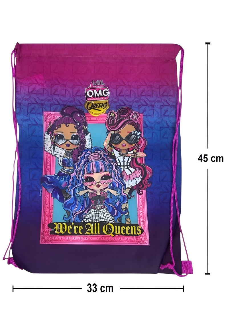 L.O.L. SURPRISE! LOL Surprise OMG Drawstring Bag for Girls – 45x33cm | School Gym Bag | Lightweight Storage Backpack | LOL Suprise Outrageous Millennial Girls  Edition | Kids Sports Bag | Travel Sack | Back-to-School Supplies | Trendy Character Design for Girls | Limited Edition - Image 3