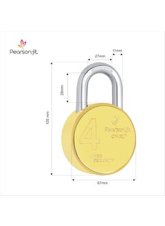 Pearson.fit Pearsonfit 2 Lock 4 Same Keys XL 67mm 4 Layer Brass Finish Padlock for Home Shop Godown Bank 2 Lock 4 Same Keys Model No XL67Brass24  - Image 5